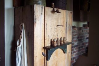 Old Green Paint Chippy & Old Primitive Wood Shelf photo