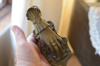 Vintage Brass Lady ' S Hand Letter Holder For Door Not Copy Real One photo