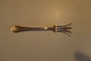Ssmc Sterling Silver Small,  Olive?,  Fork,  4 3/4 Long,  7 Grams photo