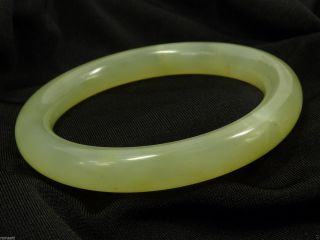 Vintage,  Jade Bangle,  Round 58mm,  Mutton Fat Translucent Green Color photo