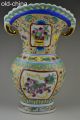 China Collectible Decorate Handwork Old Porcelain Painting Flower Lion Big Vase Vases photo 2