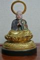Japanese Praying Gilt Wood Buddhist Kobo Taishi Monk Priest Buddha Zen Statue Statues photo 1