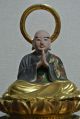 Japanese Praying Gilt Wood Buddhist Kobo Taishi Monk Priest Buddha Zen Statue Statues photo 2