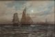 Antique Victor Casnelli Moonlit Twilight Seascape Sailboat Watercolor Painting Other Maritime Antiques photo 2