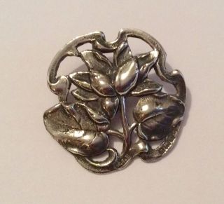English Hallmarked Sterling Silver Art Nouveau Button,  1902 photo