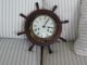 Vintage Ornate Schatz & Sohne German Nautical Brass Portal Ships Wheel Clock Clocks photo 6