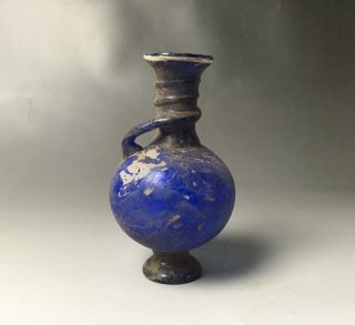 Rare Roman Blue Glass Bottle photo