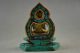 Rare Old Copper & Turquoise Carving A Tibet Buddha Prayer Peace Showily Statue Other Antique Chinese Statues photo 4