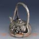 China Silve Copper Handwork Carved Basket W Qing Dynasty Qian Long Mark Teapots photo 3