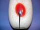 Hand - Blown Glass Vase White Frosted W/ Red Poppy On Front Mid-Century Modernism photo 4