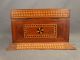 19thc Antique Arts & Crafts Era Marquetry Inlaid Wood Dresser Caddy Jewelry Box Boxes photo 7
