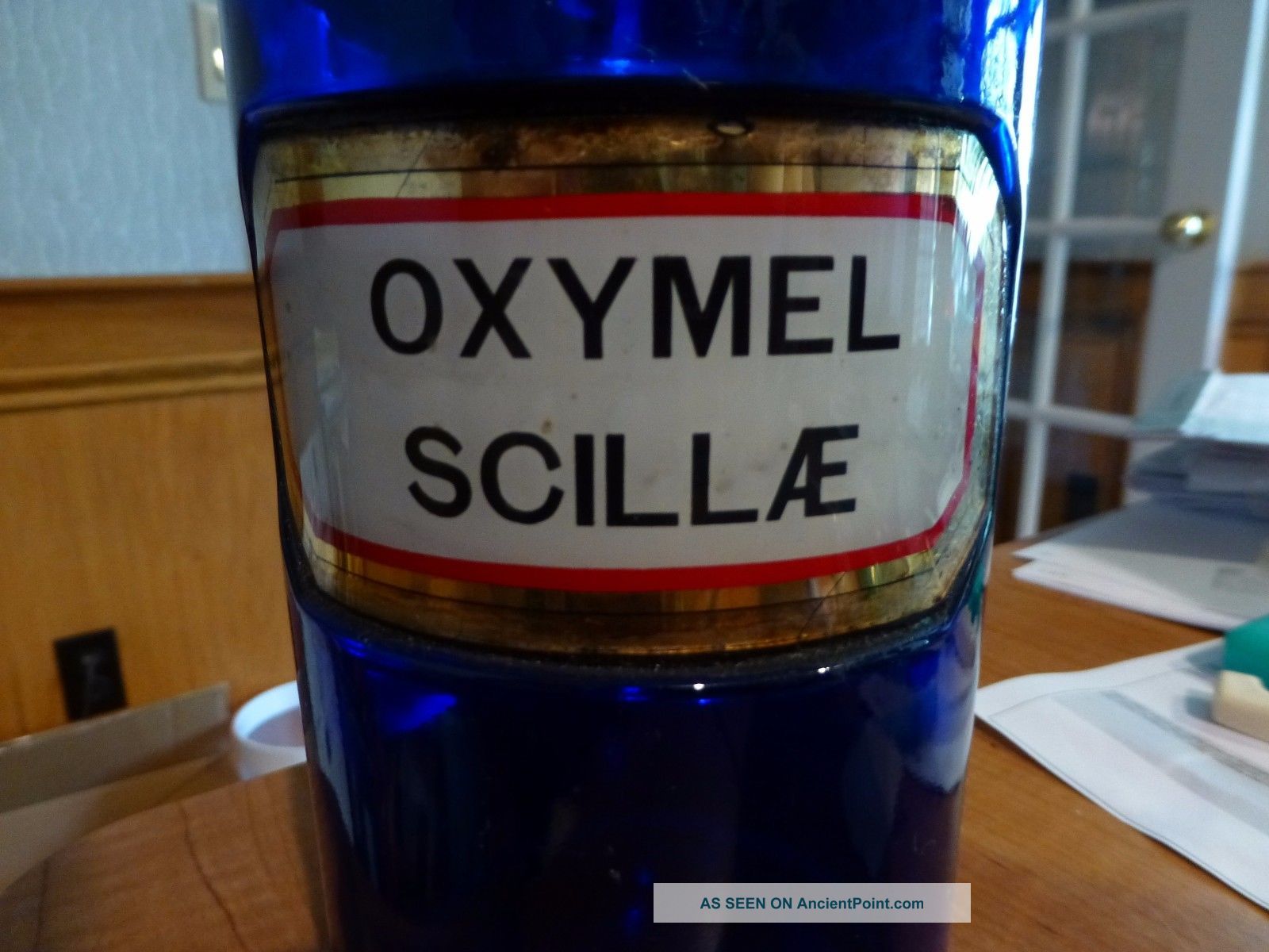 Stunning 1800 ' S Cobalt Glass Label Pharmacy Apothecary Lug Bottle Bottles & Jars photo