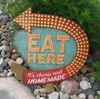 Red Arrow Retro Style Diner Kitchen Wall Embossed Metal Sign Mom/dad Gift photo