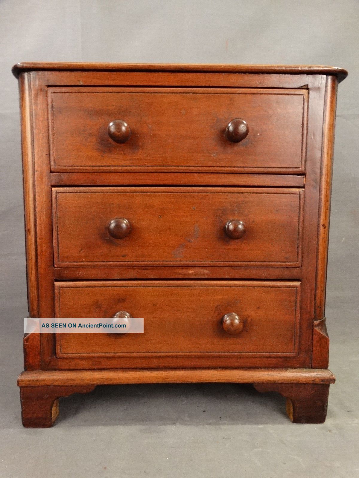 19thc Antique Miniature Small Salesman Sample Table Top Wood Chest Of Drawers 1800-1899 photo