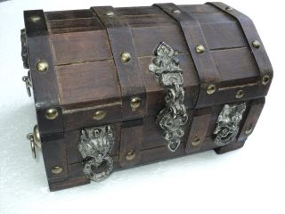 Vintage Wooden Pirate Jewelry Chest Box photo