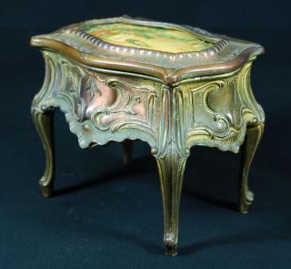 Antique Napoleonic Age Decorated Metal Trinket Box,  Circa 1800 - 1820 photo