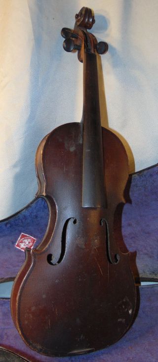 Antique 19th Century Unmarked 3/4 Violin W/hard Shell Case Estate Fresh Find photo