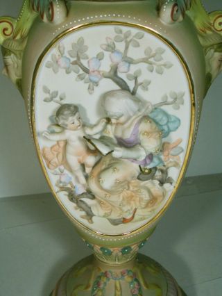 Mid Century Painted Bisque Figural Lamp Cherubs Mermaids photo