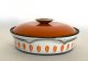 Vint.  Cathrineholm Orange And White Enamel ' Lotus ' Cooking Pot Casserole Norway Mid-Century Modernism photo 1