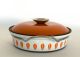 Vint.  Cathrineholm Orange And White Enamel ' Lotus ' Cooking Pot Casserole Norway Mid-Century Modernism photo 3