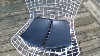 Vintage Knoll Harry Bertoia Alike Repro Metal Side Chair,  Navy Blue Vinyl Pad photo
