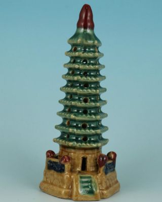Chinese Old Porcelain Hand Carved Pagoda Tower Statues Collectibles Ornaments photo