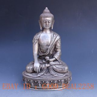 Vintage Tibet Silver Copper Tibetan Buddhism Shakya Mani Statue photo