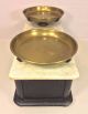 Antique Henry Troemner Scale Marble Top Wood Base Impressed Brass Pans & Trim Scales photo 5