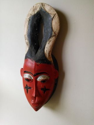 Old Tribal African Guro Mask W/ Scarafication Marks & Antelope Horns,  Estate Buy photo