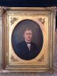 Antique Old 19th Century Portrait Painting Striking Young Man Frame Tlc Victorian photo 1