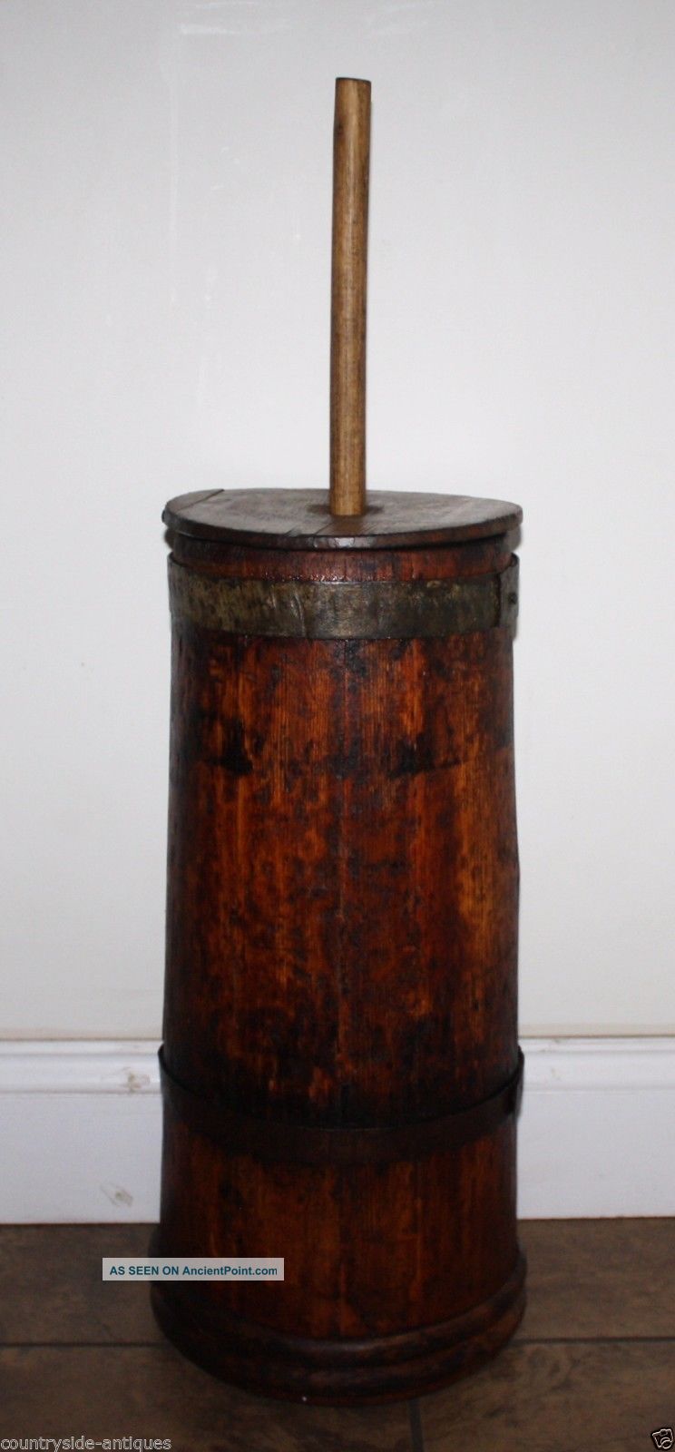 Antique Country Primitive Wooden Butter Churn; 19th Century Staved Pine Churner Primitives photo