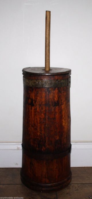 Antique Country Primitive Wooden Butter Churn; 19th Century Staved Pine Churner photo