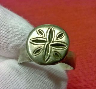 Ancient Medieval Roman Silver Signet Ring 700 Ad photo