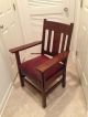Antique Arts & Crafts Oak Mission Style Chair Early 1900 ' S 1900-1950 photo 2