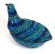 Bitossi Raymor Lidded Ceramic Pottery Bowl Bird Blue Mid Century Rimini Italy Mid-Century Modernism photo 2
