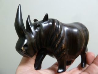 Small African Rhino Wood Sculpture photo