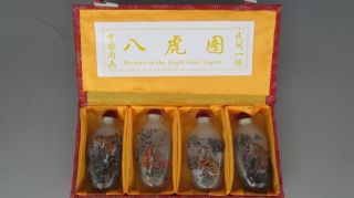 Chinese Folk Painting White Tiger Figure Handmade Collectibles Snuff Bottle photo