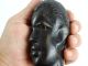 2 Vintage African Black Ebony Bust Carvings & Old Coin C1953 Five Shillings African photo 11