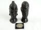 2 Vintage African Black Ebony Bust Carvings & Old Coin C1953 Five Shillings African photo 1