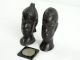 2 Vintage African Black Ebony Bust Carvings & Old Coin C1953 Five Shillings African photo 2