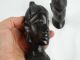 2 Vintage African Black Ebony Bust Carvings & Old Coin C1953 Five Shillings African photo 5
