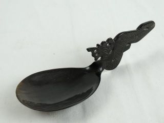 Vintage Carved Buffalo Horn Dragon Handled Ceremonial Spoon Indonesia photo