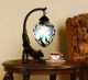 Vintage Art Noveau Retro Galle Blue Orchid Table Lamp With Cat Base Lamps photo 1