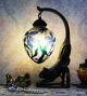 Vintage Art Noveau Retro Galle Blue Orchid Table Lamp With Cat Base Lamps photo 2
