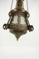 Antique Vintage Moroccan Hanging Candle Lantern Light Pierced Brass & Glass Chandeliers, Fixtures, Sconces photo 2