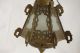 Antique Vintage Moroccan Hanging Candle Lantern Light Pierced Brass & Glass Chandeliers, Fixtures, Sconces photo 5