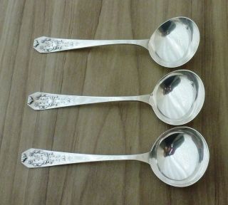 (3) Whiting Sterling Silver Bouillon Spoons,  Madam Jumel,  1908,  52.  8 Grams photo