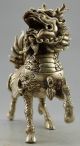 Asia Collectible Decorated Old Handwork Tibet Silver Carved Kylin Statue Other Chinese Antiques photo 1