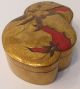 Gorgeous Vintage Japanese Gold Lacquer Box Lychee Fruit Shaped Maki - E Boxes photo 2