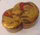 Gorgeous Vintage Japanese Gold Lacquer Box Lychee Fruit Shaped Maki - E Boxes photo 4
